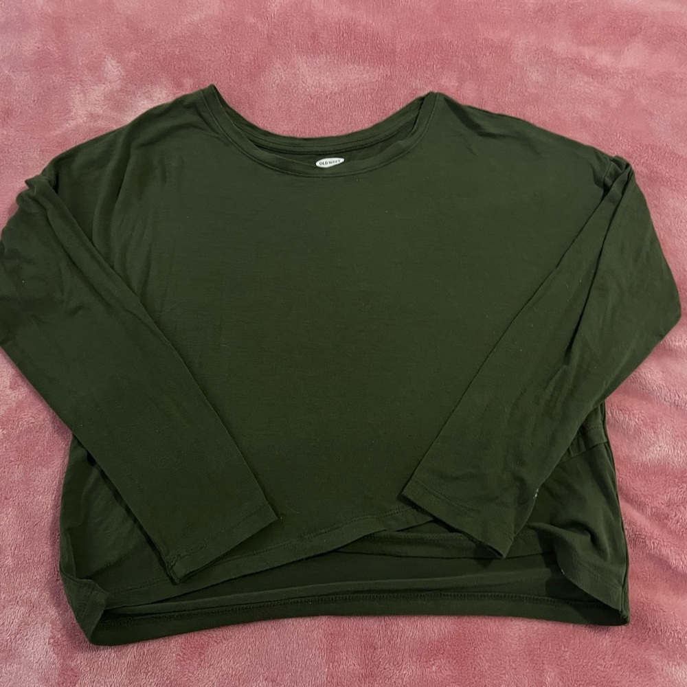 Olive Green long sleeve crop top